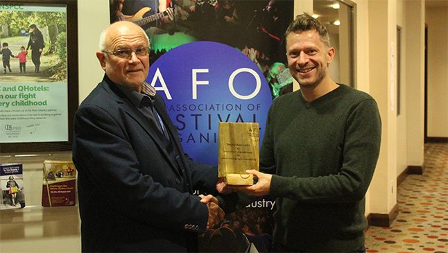 Chris Johnson receives award at AFO conference